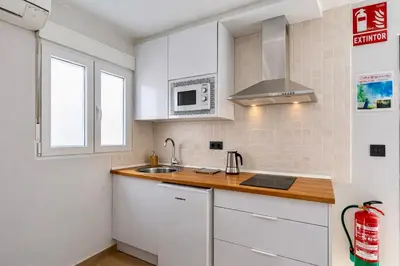 Una cocina o zona de cocina en Apartamento De la Haya, junto al Teatro Romano
